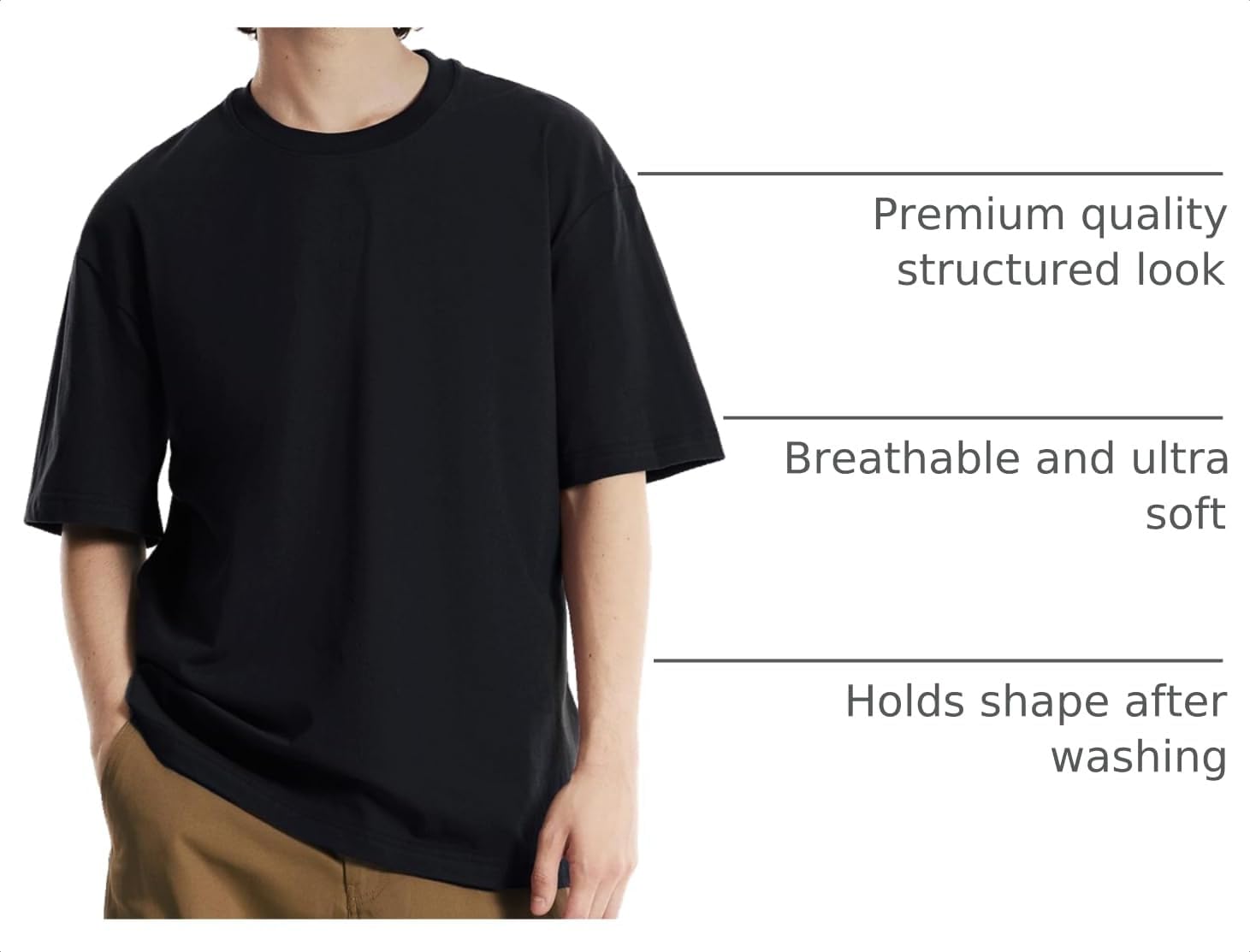 3 Pack Oversized T Shirts for Men Heavyweight Loose Fit Tees image 4