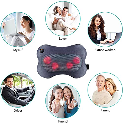 Massagekissen Shiatsu Massagegerät mit 3D-rotierenden Massageköpfen und Infrarot Wärmefunktion Masseur Massage für Nacken Schulter Rücken im Büro Zuhause(Grau Flauschiger Hülle) - Image 7