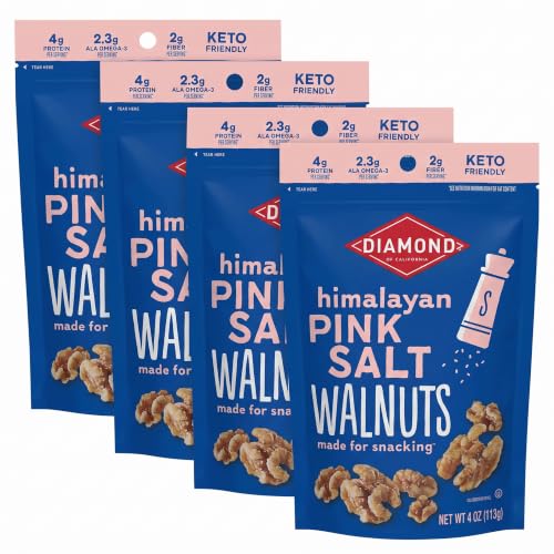 Diamond of California Himalayan Pink Salt Walnut Snack Nuts, 4 oz. (Pack of 4)