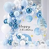 Balloons Garland, Blue Balloon Arch & Garland Kit, 122Pcs Balloon Garland Kit Macaron Metallic Blue...