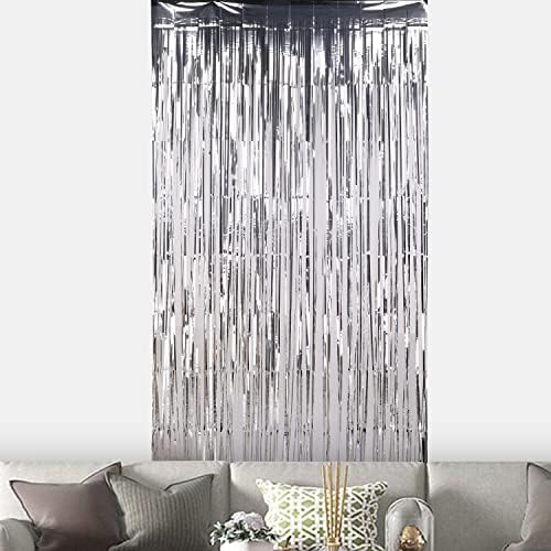 WedDecor 3ft x 6.5ft Gold Tinsel Foil Fringe Curtains Glitter Metallic Tinsel Curtains Hanging Streamers for Birthday Party Decoration Wedding Photo Backdrop Christmas Baby Shower, 1 Pack