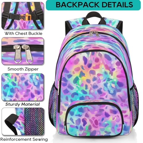Sac à dos imprimé léopard coloré XXL pour école et ordinateur - 6