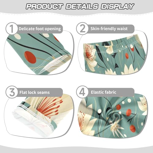 Toddler Girls Leggings Printed Yoga Pants Leggings White Flower Red Dot for Kids3