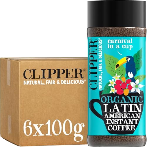 Clipper Latin American Organic Instant Coffee | 6 x 100g Jars | Bulk Buy for Home & Catering | Arabica Gourmet Coffee | Sustainable Fairtrade Coffee by Clipper Teas | Ethically Sourced & Eco Conscious