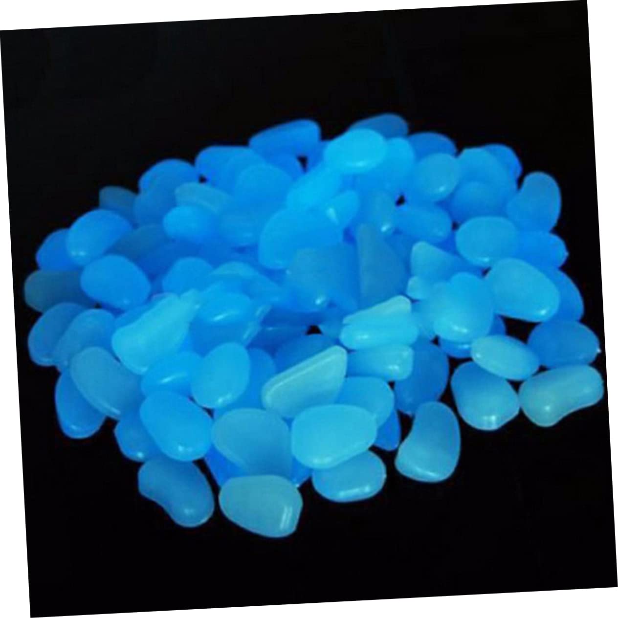 KONTONTY Aquarium Decorations Pcs Luminous Pebble Stones Night-Glow Blue for Fish Tank Garden Yard