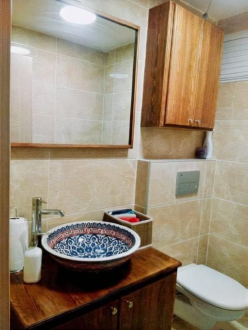 Handmade Turkish Ceramic Bathroom Sink, Moroccan Style Basin, Hand painted kitchen round vessel washbasin, Unique home accessories, Gift her