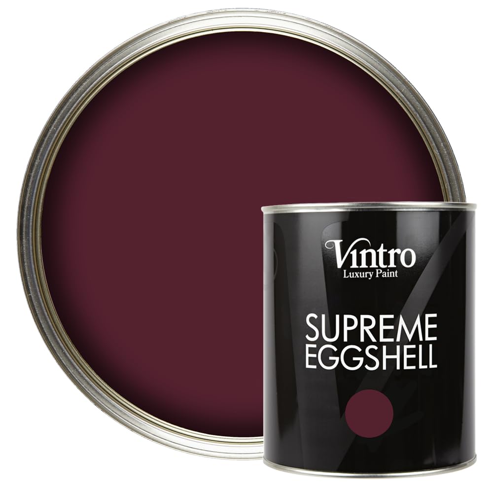 Vintro Paint | Dark Purple Eggshell Paint | for Walls | Wood | Trim | Satin Furniture Paint | Interior & Exterior Use. 1 Litre (Dark Purple - Sweet Damson)