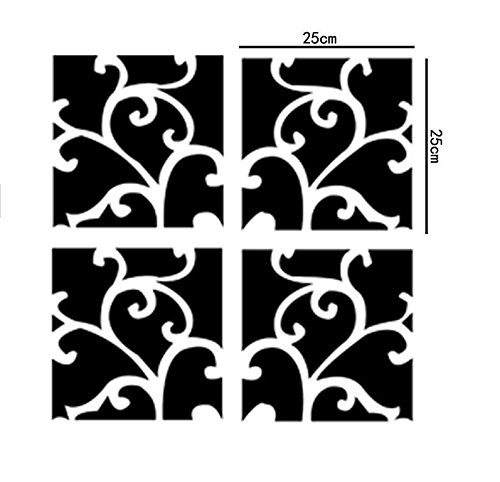 Set Of 8Pcs Square Acrylic Art Mirror Effect 3D Wall Sticker, Vine Design Decorative, Diy Painting Combination Mural Stickers For Tv Backdrop Door Corridor Dining Living Room (25 X 25Cm) #TOP1