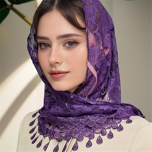 Mantilla de encaje con borlas velos católicos de novia chal formal para bodas 6