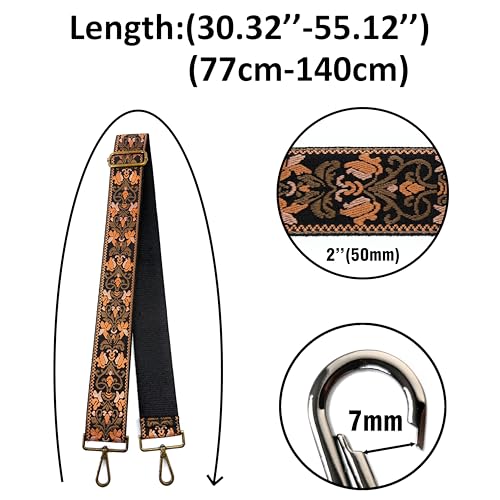 Image of Purse Strap Replacement for Crossbody Bags & Handbags | Premium Webbing with Light Gold Hardware Clip-On Installation Adjustable Length Comfortable Wide Guitar Style Strap