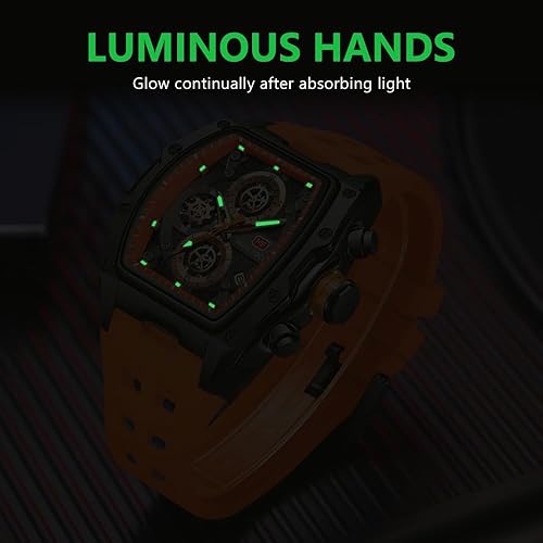 Miniatura 7 de MF MINI FOCUS Reloj para hombre Reloj de pulsera de moda hueco grande luminoso impermeable deportivo analógico de cuarzo cronógrafo de negocios