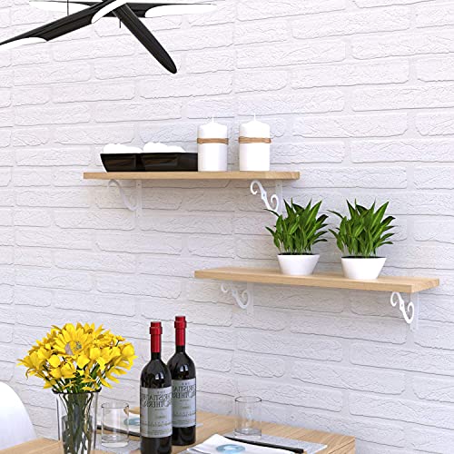 Etechmart Decorative Shelf Brackets, 5 Inch Wall Mounted Floating Shelf Bracket For Diy Open Shelving, Pack Of 2 L Shape Heavy Duty Rustic Iron Metal Corner Brace Shelf Supporter, White #TOP7