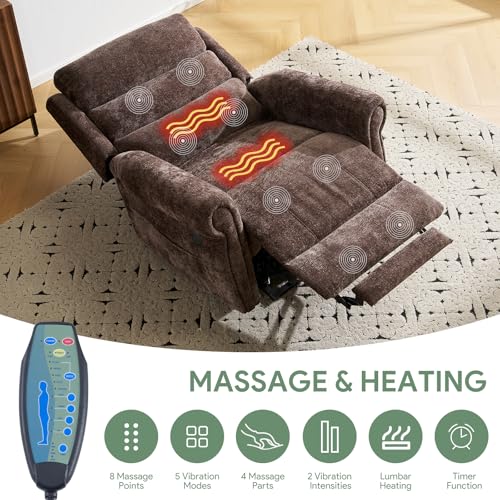 Sillón eléctrico reclinable café con masaje y calor miniatura 5