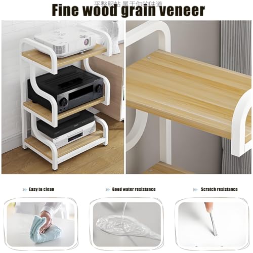 Meuble rack audio blanc et teck pour salon moderne et studio DJ - 5