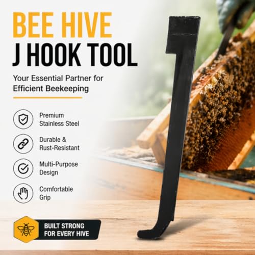 Image of ANP BEE Honey Bee Hive Tool Stainless Steel J Hook Scraper, Heavy Duty Beekeeping Tool for Frame Lifting, Scraping & Hive Maintenance, Durable Rust-Resistant Apiary Equipment, Pack of 1