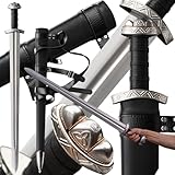 Fidestisan 36inch Handmade Medieval Knight Real Viking Arming Sword Riveted Single-Handed Full Tang Hand and A Half with Black Scabbard/Sheath Traditional