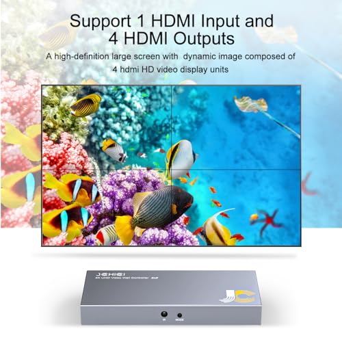 Image of HDMI Video Wall Controller 2X2,4K x 2K HD Display,180 Degree Rotate, 8 Splicing Modes 2x2,1x2,1x3,1x4,2x1,3x1,4x1, Input 4K and Output 1080P, Streaming Media Video Device