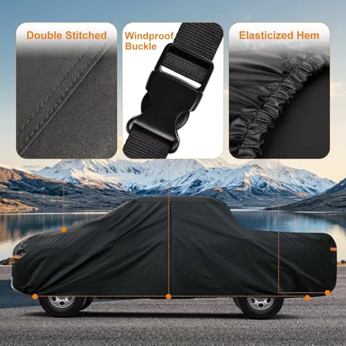 Image of Kayme Truck Cover Custom Fit Chevy Silverado 1500(1998-2018) Regular Cab Long Bed. Full Exterior Heavy Duty Outdoor Pickup Truck Car Cover Waterproof All Weather.Car Tarp for Wind Sun Dust Protection.