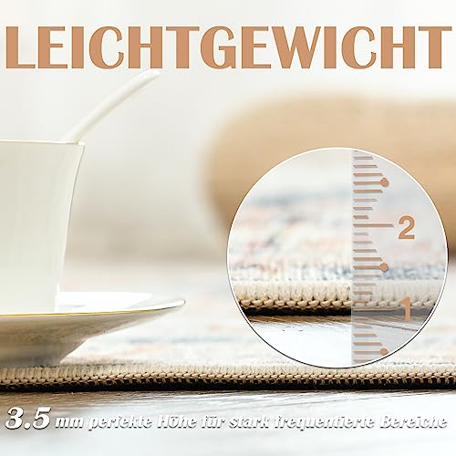 TOPICK Vintage Küchenteppich Läufer Flur Küchenläufer 90x150 Orange – Ansicht 2