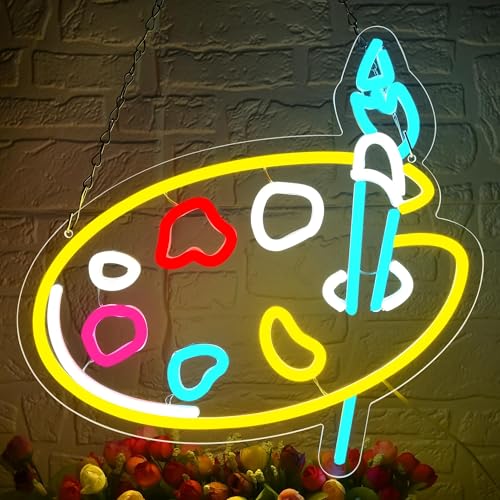 Paint Palette Neon Sign for Wall Decor, Business Palette LED Light,Draw Neon Light,Paint Signs Decor for Art Room Kid's Room Party Birthday Art Classroom Decor for Painting lovers,Size12.6 * 13.8 inch(JTD230)
