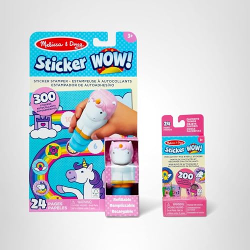 Miniatura 10 de Melissa Doug - Sticker Wow! Estampador De Pegatinas Infantiles Forma De Unicornio Manualidades Niños Con 300 Pegatinas Reutilizables Sticker Book 24 Páginas Regalo Niña 3 Años O Más