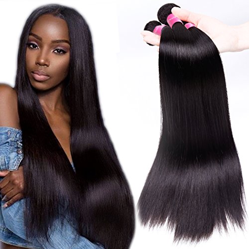 Brazilian Straight Virgin Hair Weave 3 Bundles 10A Grade Unprocessed Brazilian Hair Bundles Straight Human Hair Extensions 18 20 22 inches Natural Color