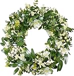 46 cm/18 inch Artificial Eucalyptus Wreath for Front Door, Spring Summer Green Wreath, Lifelike Artificial Door Wreaths Decoration for Farmhouse, Wedding, Party, Home, Window, Wall, Garden, Fireplace