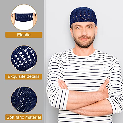 6 Pieces Knit Kufi Hats Crochet Beanie Skull Caps Solid Colors Knit Cap Stretchy Knitted Crochet Hats For Men Women Teens Supplies #TOP2