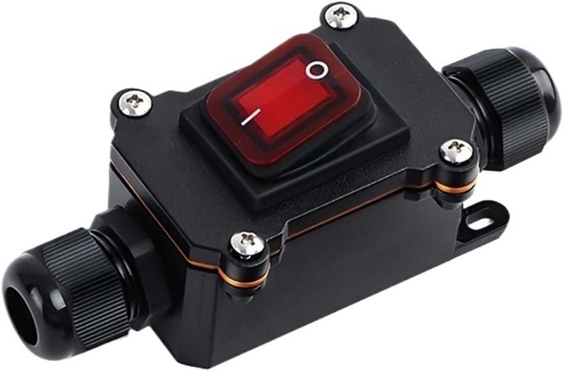 IP65 Outdoor Waterproof Ship Type Switch 220V/16/30A high-Power dustproof Power Switch, Intermediate Switch Button Switch*2PCS (Color : Double Hole 7-12MM, Size : 30a)