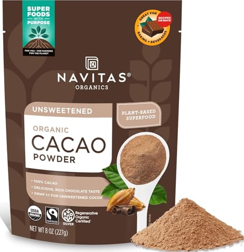 Navitas Organics Cacao Powder - Cocoa Powder Substitute 1:1,...