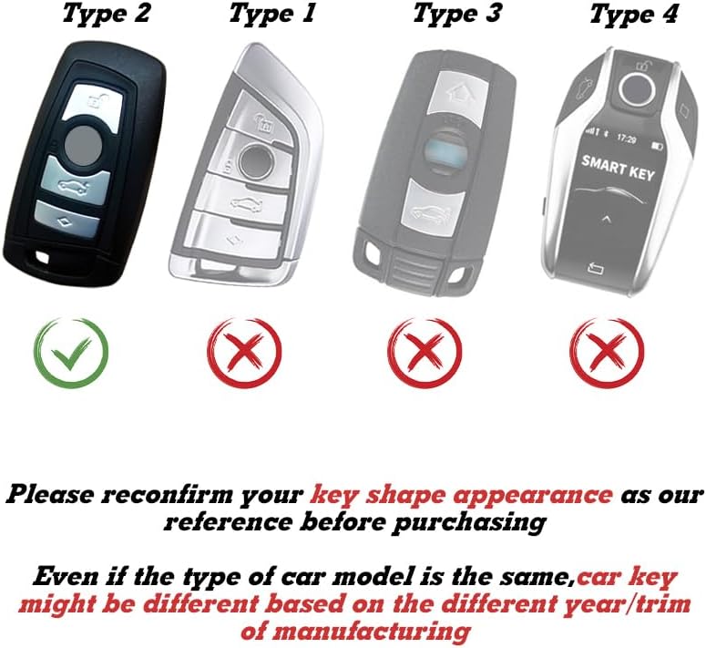 Miniatura 3 de Xotic Tech - Funda para llavero de piel granulada de poliuretano termoplástico rojo, compatible con BMW 1 2 3 4 5 6 7 Series X3 X4 M2 M3 M4 M5 M6