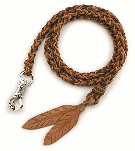 Barefoot Führstrick orange – 1,70 m – Anbindestrick mit drehbarem Panikhaken & Lederklatsche – aus rundgeflochtenem Bergseil