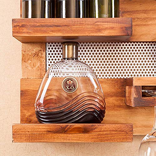 Porte-bouteille mural en bois massif et support de rangement stable