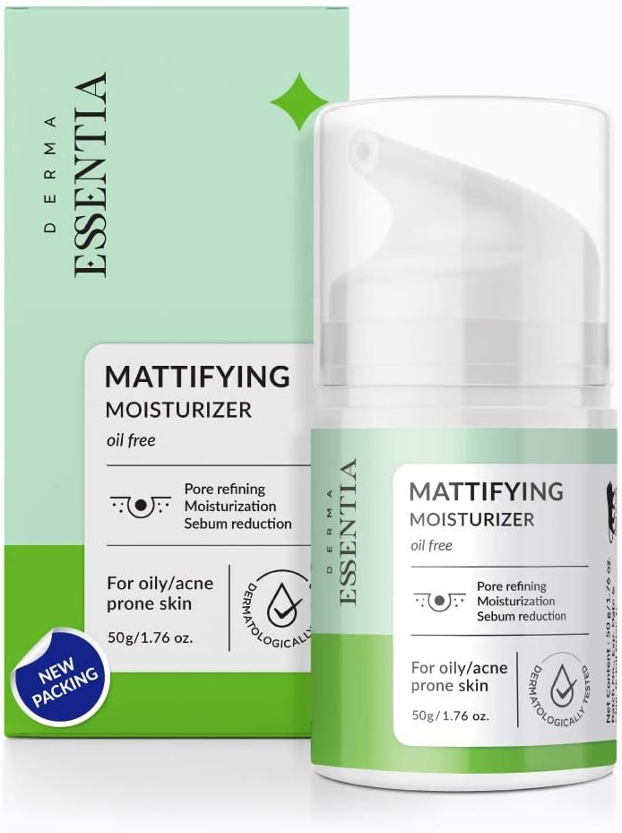Derma Essentia Mattifying Moisturizer | For Oily, Acne-Prone Skin | Pore Minimizing & Sebum Reduction | Enriched with P-Refinyl, Fucogel, Zinc PCA | 50g