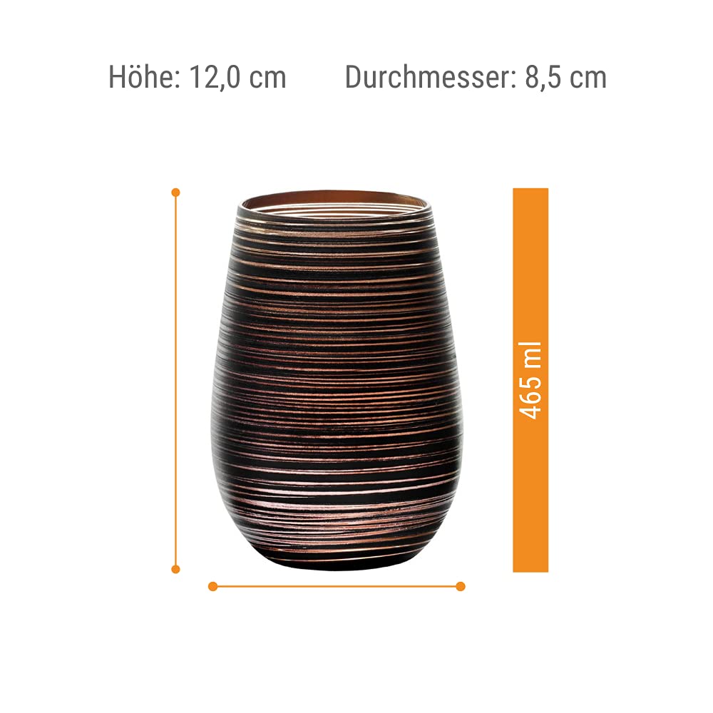 Stölzle Lausitz Set 6 Vasos Twister 465ml – Vasos Altos de Cristal Negro-Bronce para Agua Zumo y Cócteles – Resistentes a Golpes y Apto para Lavavajillas – Diseño Moderno Sin Plomo