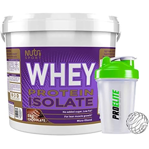 Nutrisport 100% Pure Whey Protein Isolate 5kg / 5000g + Shaker (Chocolate) Cover