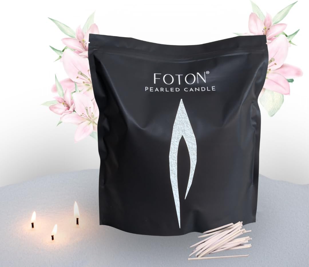 Foton Pearled Candle Grande Bag 64oz - Lazy Lulu Scented Non Toxic Luxury Long Lasting Powder Candles - Refillable Candle Sand with 100 Wicks for Candle Making