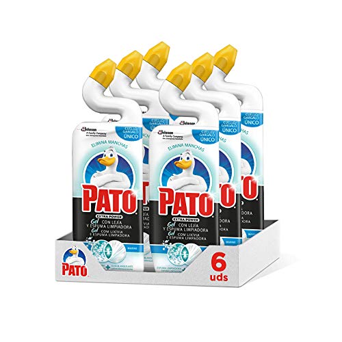 Pato, 750 ml WC Power Lejía fragancia Marine, Limpiador Quitamanchas para Inodoro, [Pack de 6][Todos los aromas], Blanco