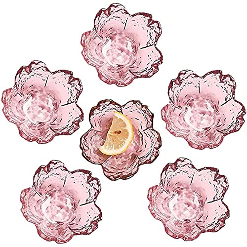 Glass Bowls Set Of 6 Cherry Blossoms Colors&Design,Appetizer Plates, Tea Bag Holder, Small Dip Bowls For Snack Sauce, Jam, Sushi, Side Dish #TOP20