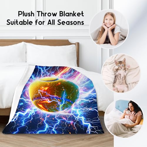 Kids Blanket for Boys Tennis Blanket Gifts - 50" x 60" Soft Fleece Throw with Lightning Design