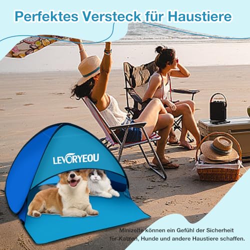 Killogood Strandmuschel Tragbares Kleine Sonnenschutz Strand Pop Up Strandzelt UV Schutz für Strand Hof Familienpicknick, Blau