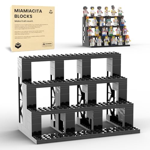 Display Case for Lego Minifigures, 4-Tier Display Stand for Lego Minifigure, Holds 24 Figures, Shelves with Theater-Style Columns for Mini Figure, for Adults and Kids Ages 6+