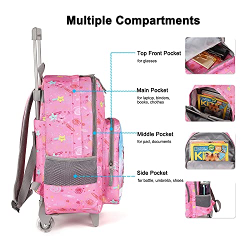 Image of Rolling Backpack 18 inch Double Handle Wheeled Boys Girls Travel School Children Luggage Toddler Trip