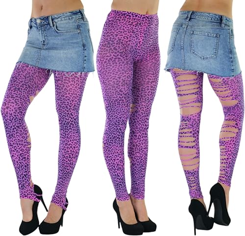 Image of ToBeInStyle Women's Slashed Ripped Shredded Distressed Hosiery Tights Leggings Music Festival