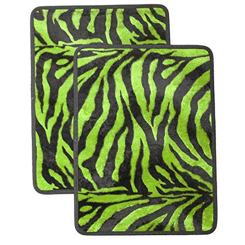 Motorup America Auto Floor Mats (Set of 4) - Green Zebra Animal Print Fits Select Vehicles Car Truck Van SUV - Thumbnail 4
