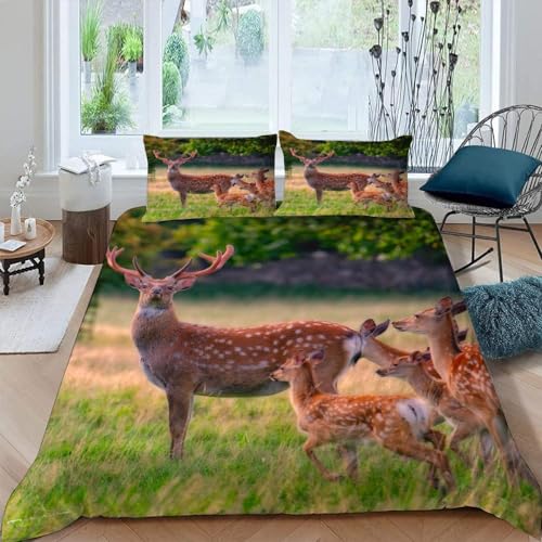 Housse de Couette 220x240 Cerf Sika, Cerf des Animaux Parure de Lit Microfibre 2 Personnes 3D Housse Couette Cerf Sika, Linge de Lit et Taies d'oreiller ALL1973