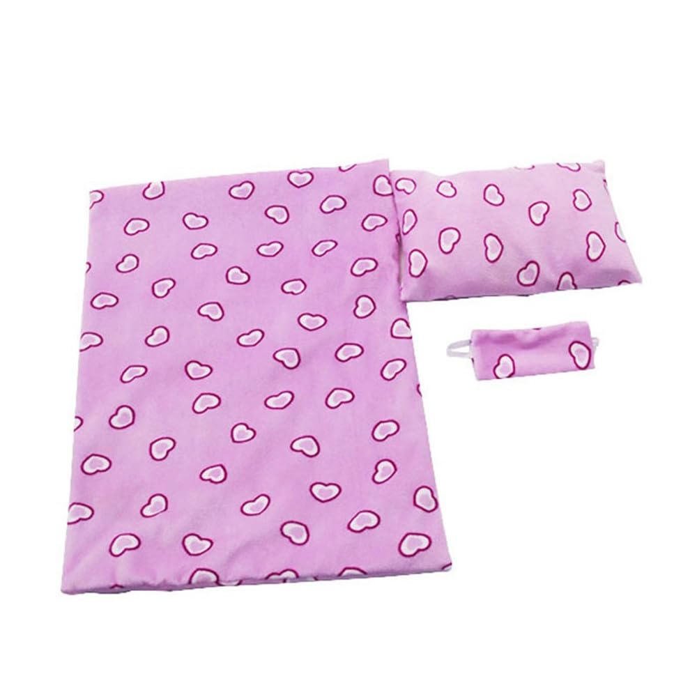 Uterui Doll Sleeping Bag with Blindfold Pillow Bed Set for 18 Inch American Doll, 3pcs/set (Purple)