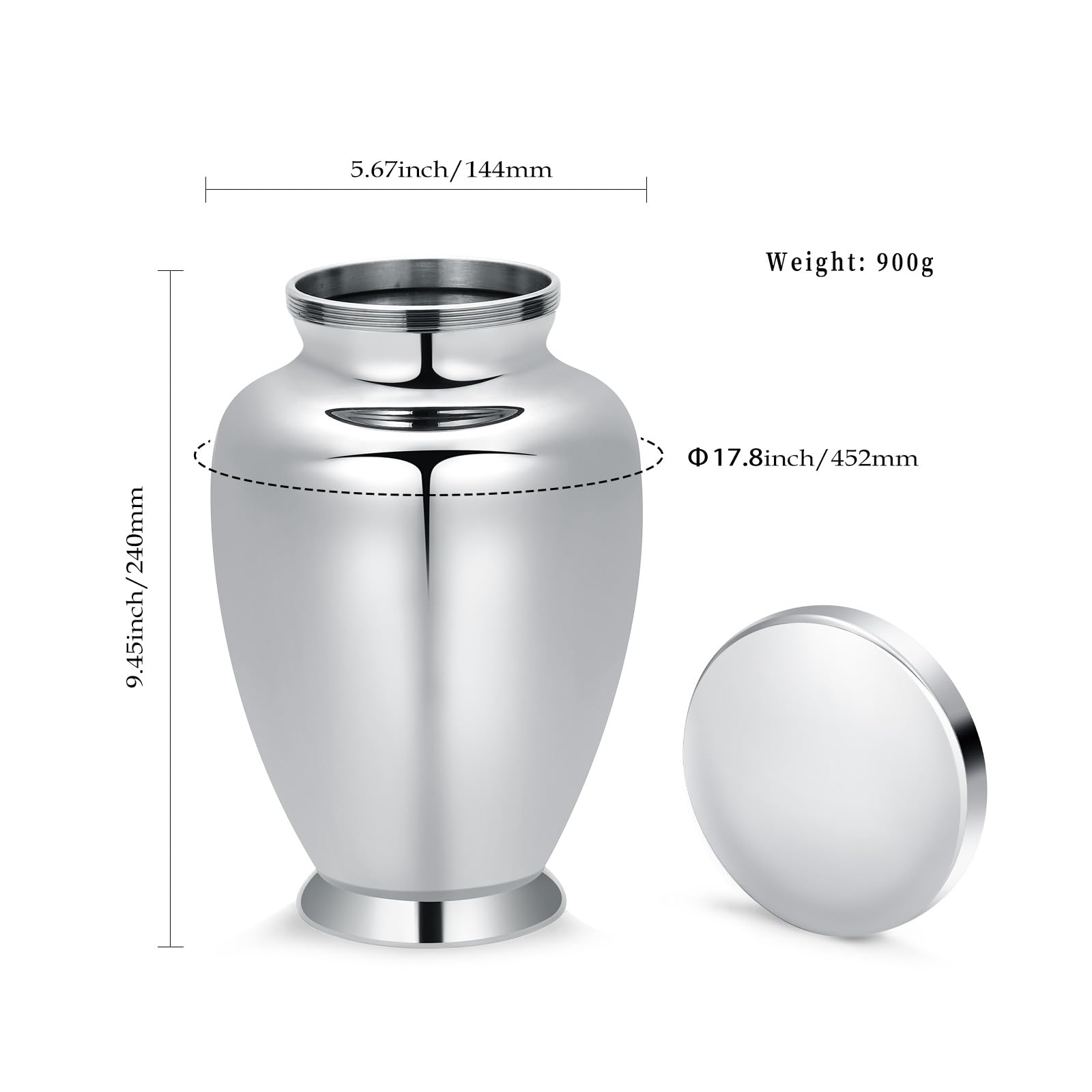 Urns for Ashes Tree of Life Large Cremation Urns for Human Ashes Stainless Steel Urn Funeral Memorial Keepsake for Women Men Ash Holder (B-Silver-Tree-9.45 * 5.67inch) - Image 2