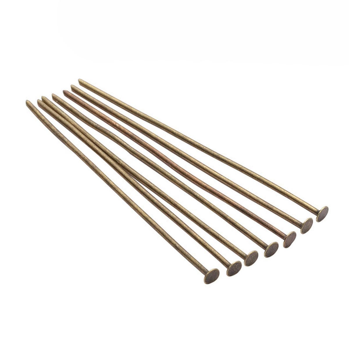 100-200 Piezas/Bolsa 20 25 30 40 50 60 70 mm alfileres de Cabeza Plana Oro/Cobre/rodio alfileres para Accesorios de joyería Que Hacen Suministros de Bricolaje-Bronce antiguo-200 Piezas x 15mm
