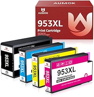 AUMOK 953XL High Yield Remanufactured Ink Cartridges, Black/Cyan/Magenta/Yellow, Multipack Replacement for HP 953XL Compatible with Officejet Pro 7720 7730 7740 8210 8218 8710 8720 8725 8728 8730 8740